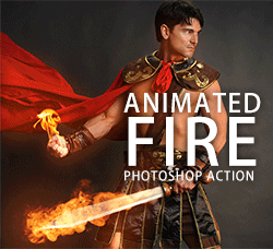 极品PS动作－烈火燃烧(GIF动画/含高清视频教程)：Animated Fire Photoshop Action